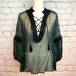 NWT Boemo Dark Green & Black Light weight Montagne Top